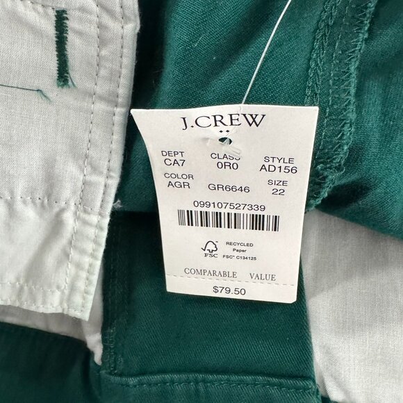 J. Crew High Rise Girlfriend Chino Pant Womens Size 22 Green NWT PT-2618 - Picture 7 of 11